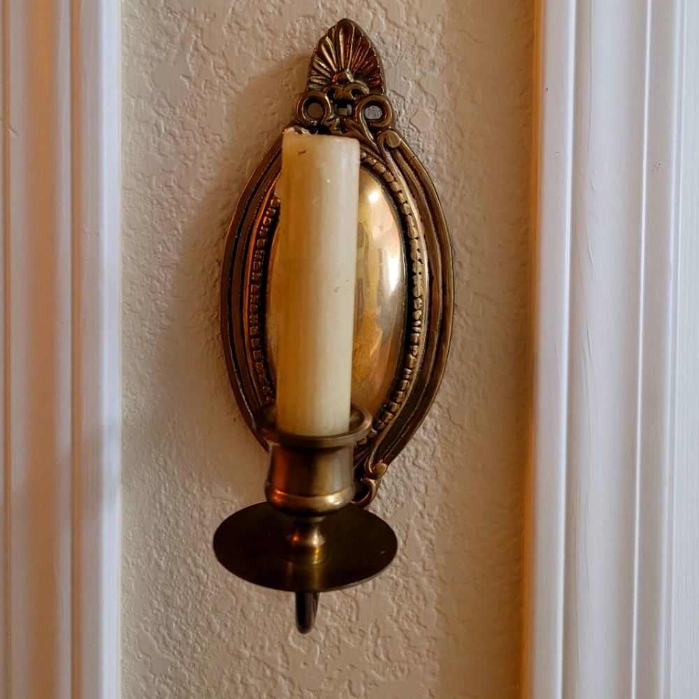 Vintage brass sconce candlestick holder